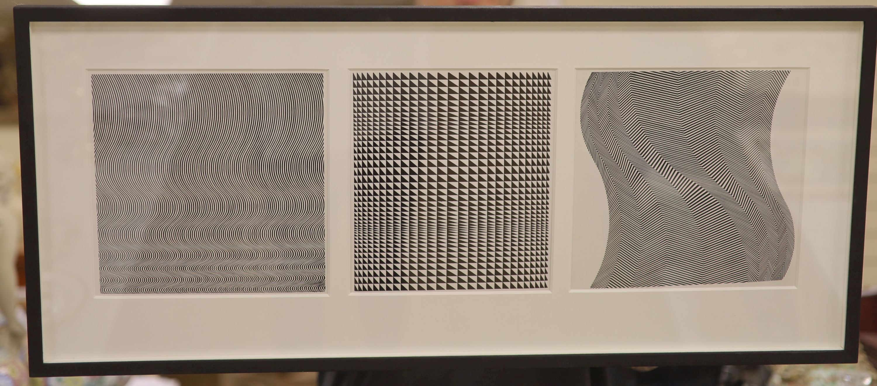Bridget Riley (b.1931), 'Fall, Straight Curve, Twist', 1963, approx 21 x 63cm